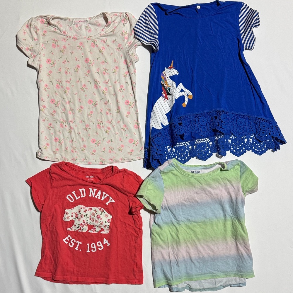 Old Navy Red Graphic Tee and Colorful Tops Set